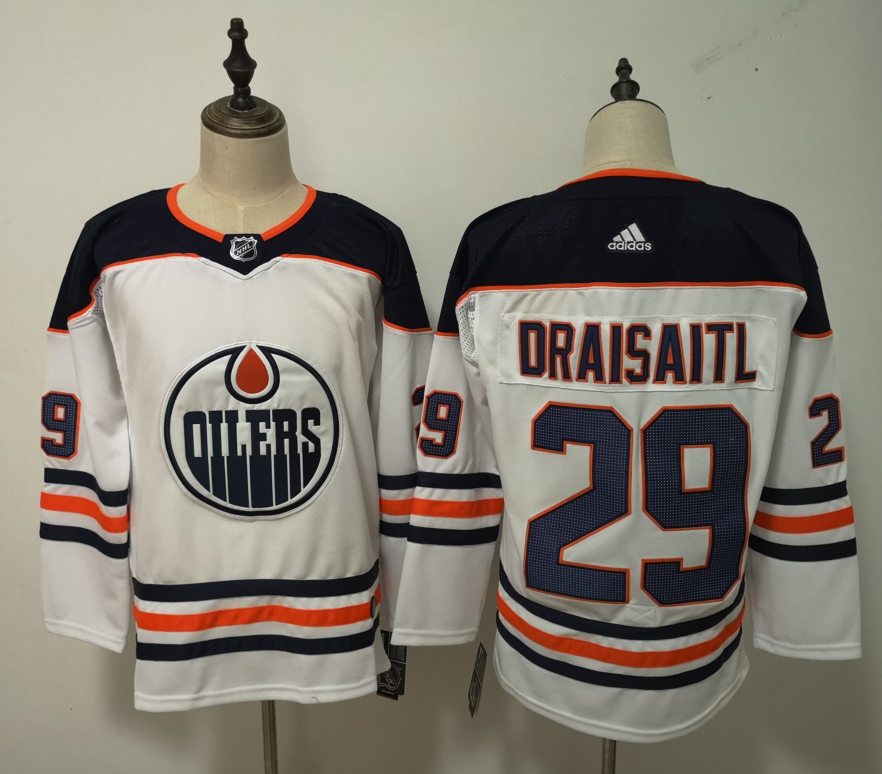Men Edmonton Oilers 29 Draisaitl White Adidas Alternate Authentic Stitched NHL Jersey